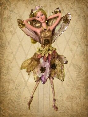 Vintage Pink Flower Fairy Ornament